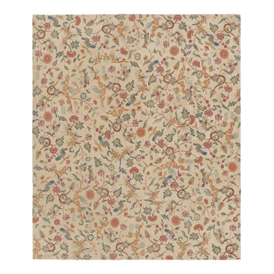 Rug & Kilim’S Tudor Style Rug In White With Beige-Brown Floral Patterns