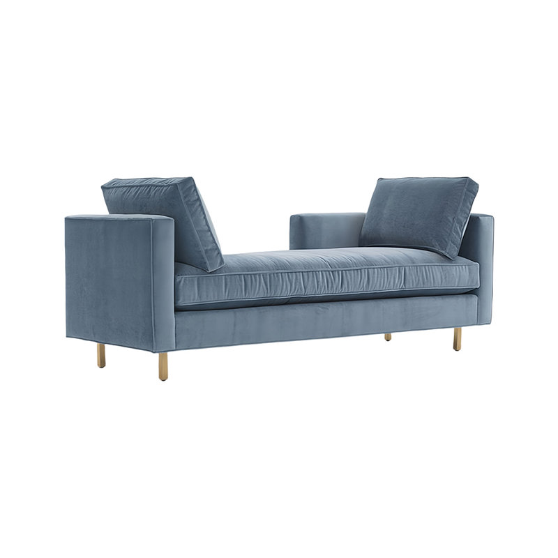 Banc rembourré en velours, Bleu clair, H 25,59 po x l 62,99 po x P 23,62 po
