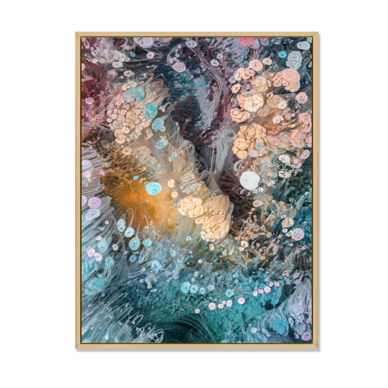Marbre luxueux turquoise liquide, art mural moderne sur toile, H 12 po x l 8 po x P 1 po, Toile brune avec cadre flottant