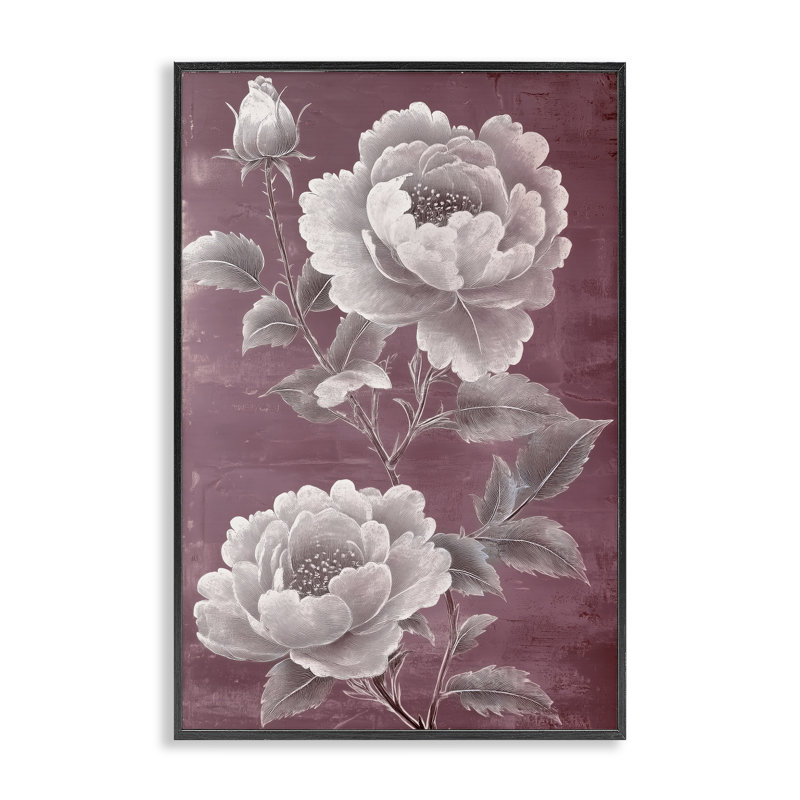 Estampe numérique Chambermaid Rose Blossoms, design par Annabelle Hall, H 30 po x l 20 po, Giclée encadrée noir minuit
