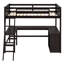Lit mezzanine avec tablettes et bureau, lit mezzanine en bois avec bureau