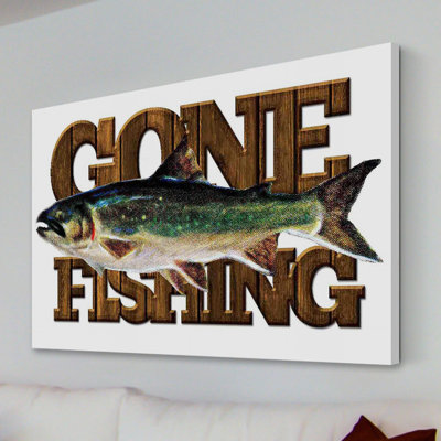 Gone Fishing by Saturday Evening Post Print on Wrapped Canvas