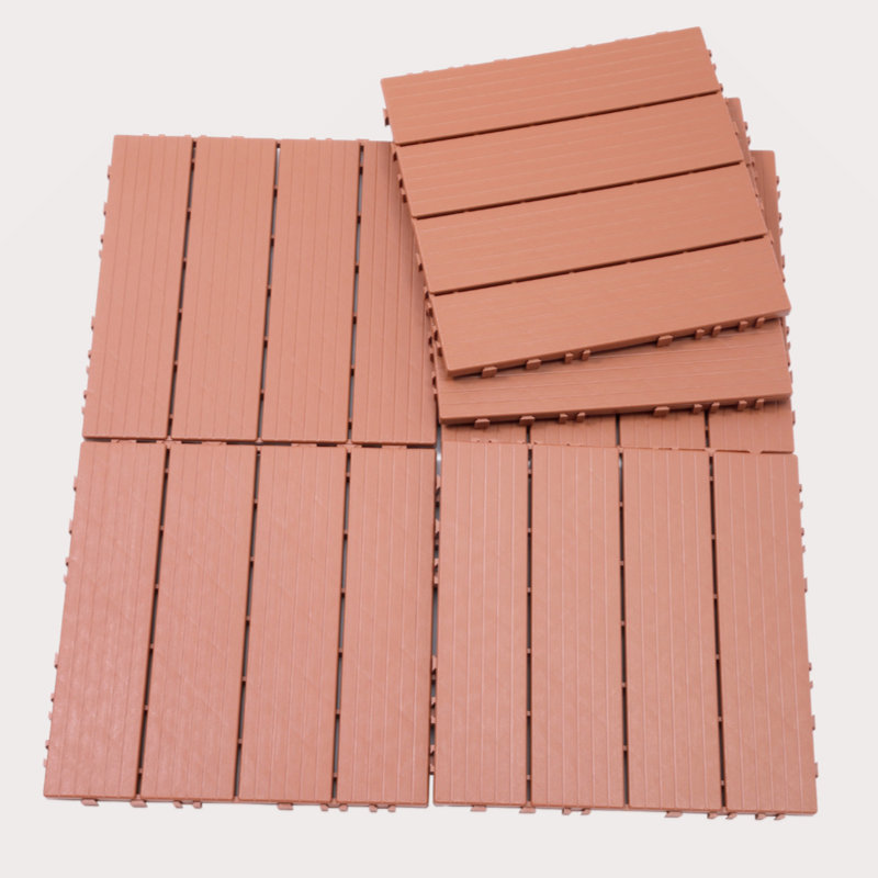 Carreaux de terrasse emboîtables en plastique, 12,00 po x 12,00 po (paquet de 44), plancher de patio extérieur imperméable pour toutes les saisons
