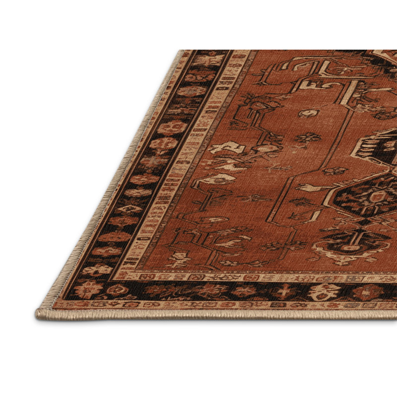 Tapis brun lavable à la machine, Rectangle 5 pi x 7 pi