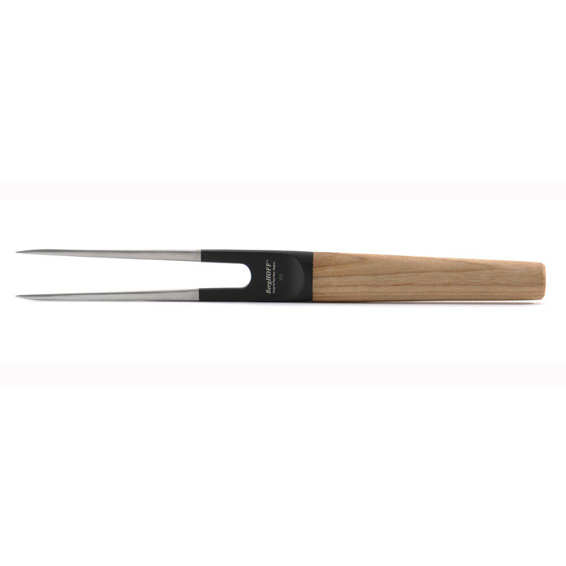 Ron Stainless Steel Meat Fork, Natural Wood