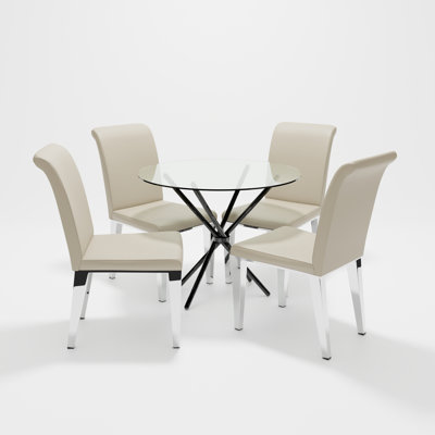 Desborough 4 -Person Glass Dining Set