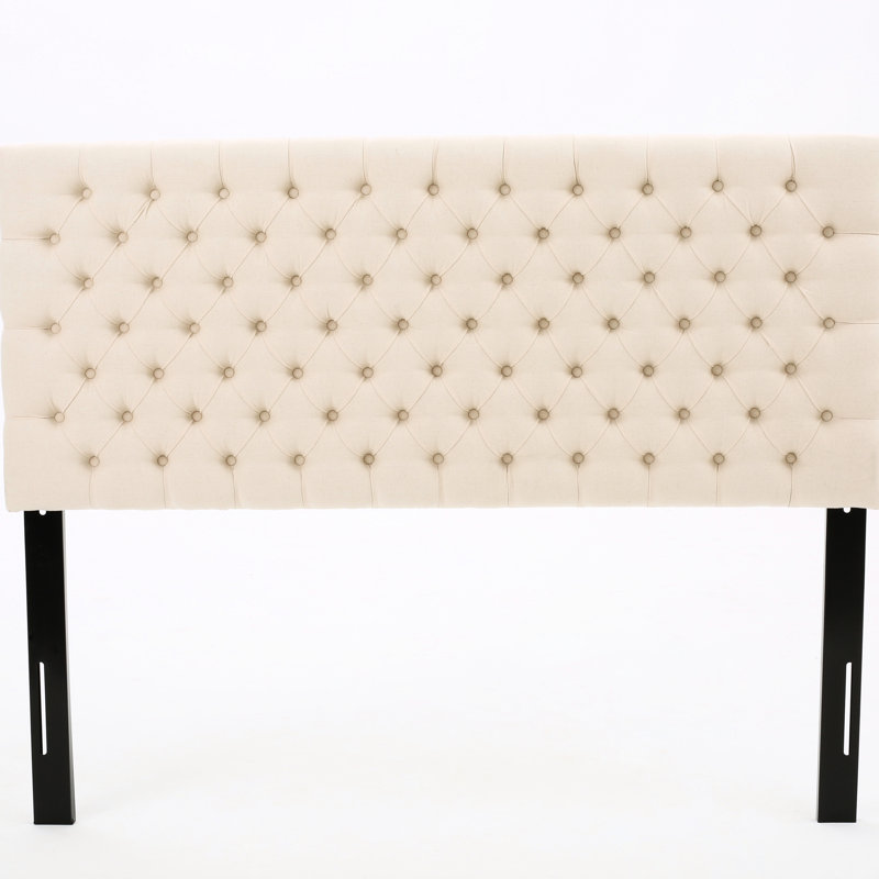 Contemporary Beige Headboard For A Stylish Queen Bed, Upholstered Comfort Bedroom Headboard, Fabric, Design, Assembly Included
