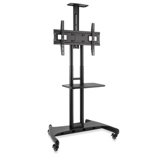 Mount Factory Mobile Stand with Shelf for Flat Screen TVs 40-65", Holds up to 100 Lbs.