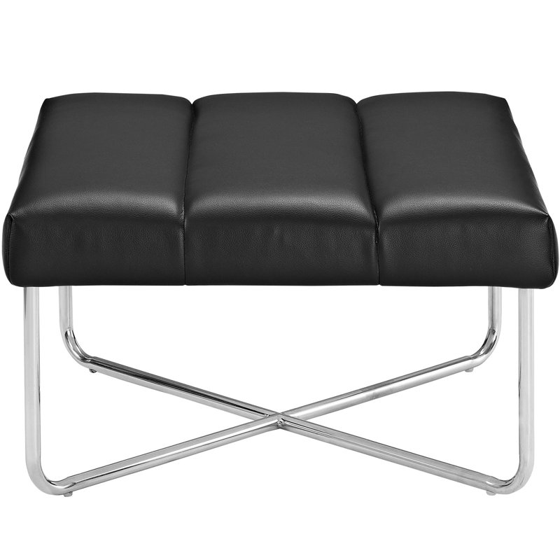 Modway Reach Ottoman, Black Faux Leather