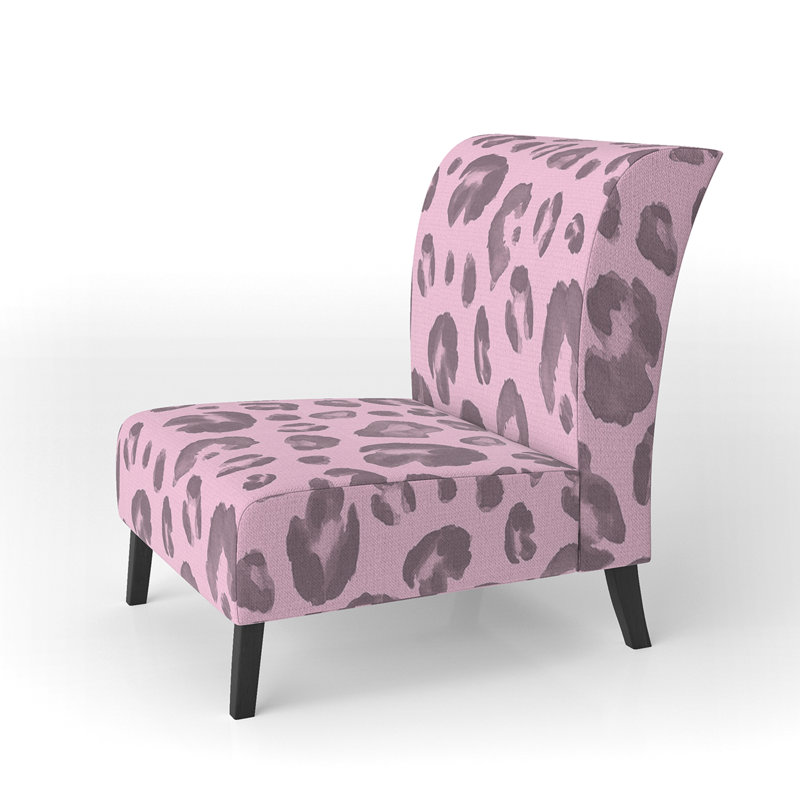 Fauteuil de chambre rose en peau de léopard rembourrée