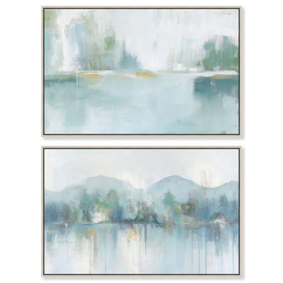 Aqua Dream Set Canvas Set of 2 Green and Blue Art by Art Remedy