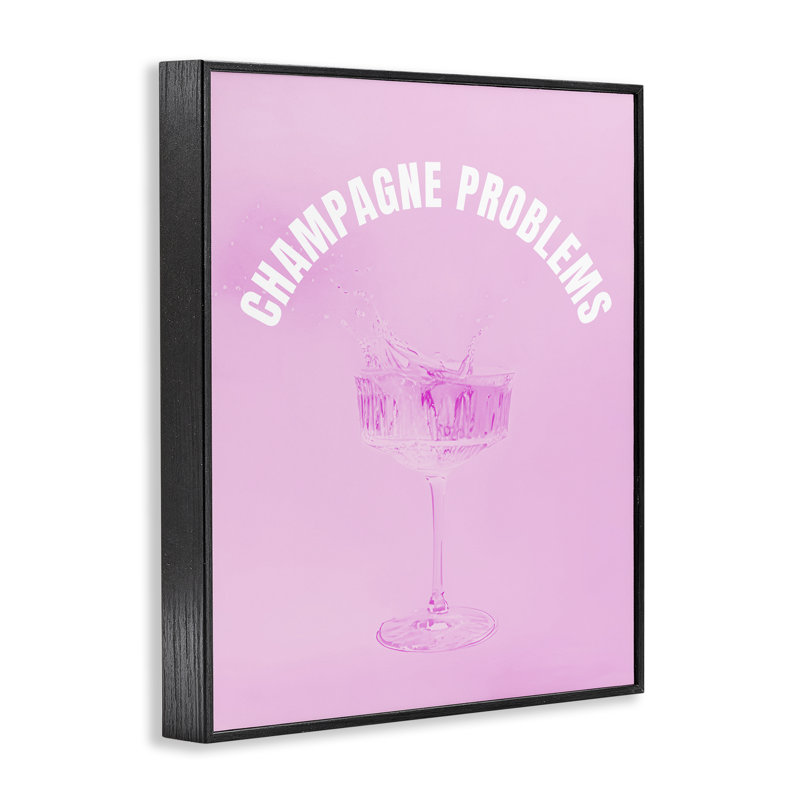  «Champagne Problems», estampe numérique par House of Lulu, H 14 po x l 11 po, Giclée encadrée noir minuit