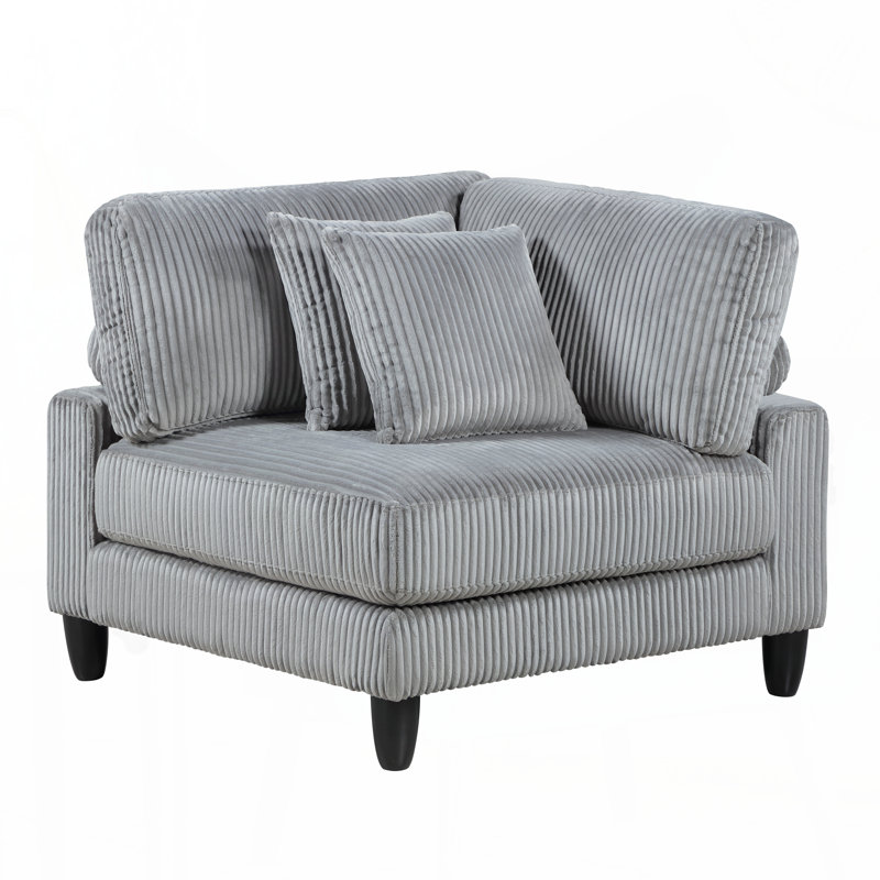 Fauteuil d'angle en velours côtelé gris