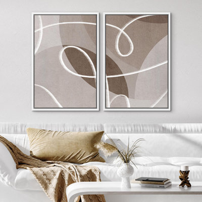 «Earthy Tones Abstract Curves Cozy Neutral Minimal Decor Nordic Zen Boho Living Room Office Room» - 2 pièces sur