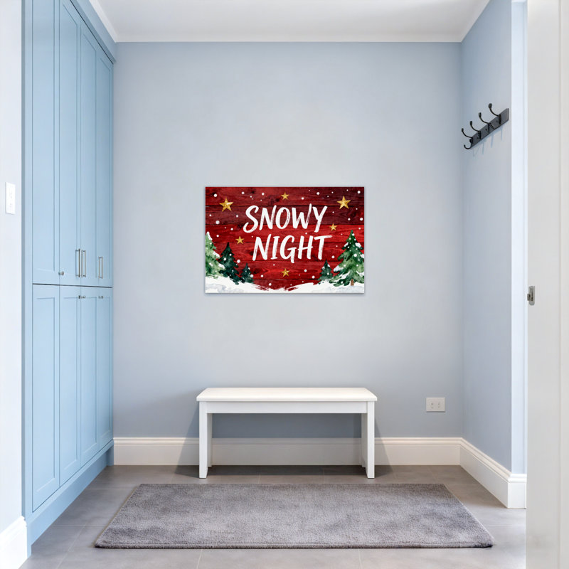 Scène de Noël de Noël enneigé sur une planche de bois, H 16 po x l 24 po