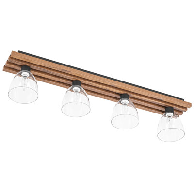 Plafonnier encastré linéaire avec cadre en bois 4 lumières Lumina
