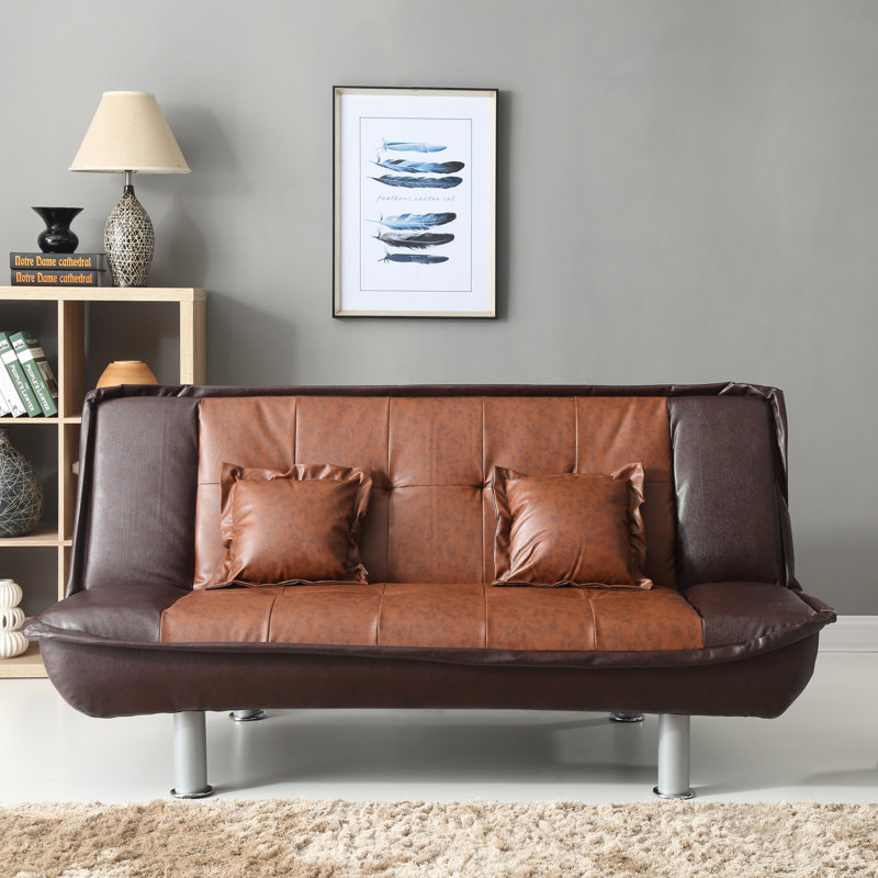 Astral Lionel Sofa Bed, Burgundy/Brown  Faux Leather