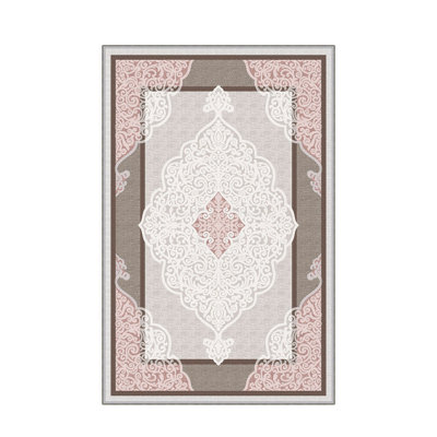Stylish Hall Carpet (3.3 x 6.6 ft), 100% Polyester, 0.3 in Pile Height | Antibacterial, Non-Slip PVC Felt Dot Underside | Machine Washable, 3D Digital Print, Durable & Easy to Clean | Perfect for Entryway & Living Areas