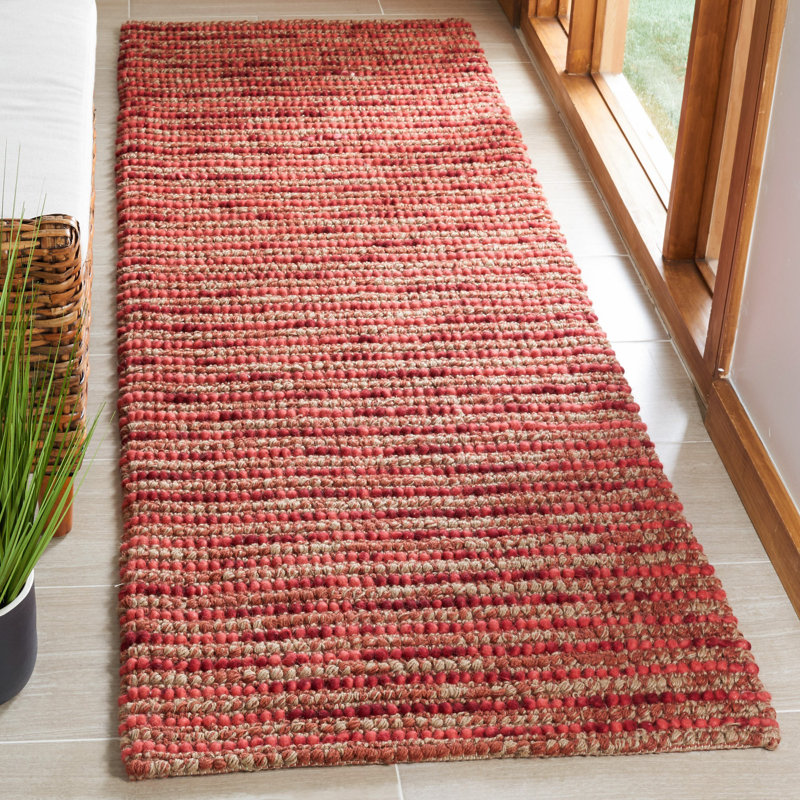 Ferrera Handmade Flatweave Area Rug in Red, Runner 2'6" x 8'