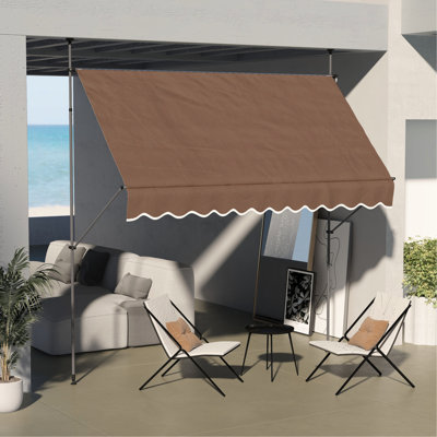 Auvent de porche, 118 po avec protection et support réglable pour patio, terrasse, fenêtre, porte, tissu autoportant, porte, café