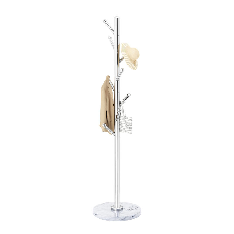 Stainless Steel Freestanding Coat Rack with Marble Base