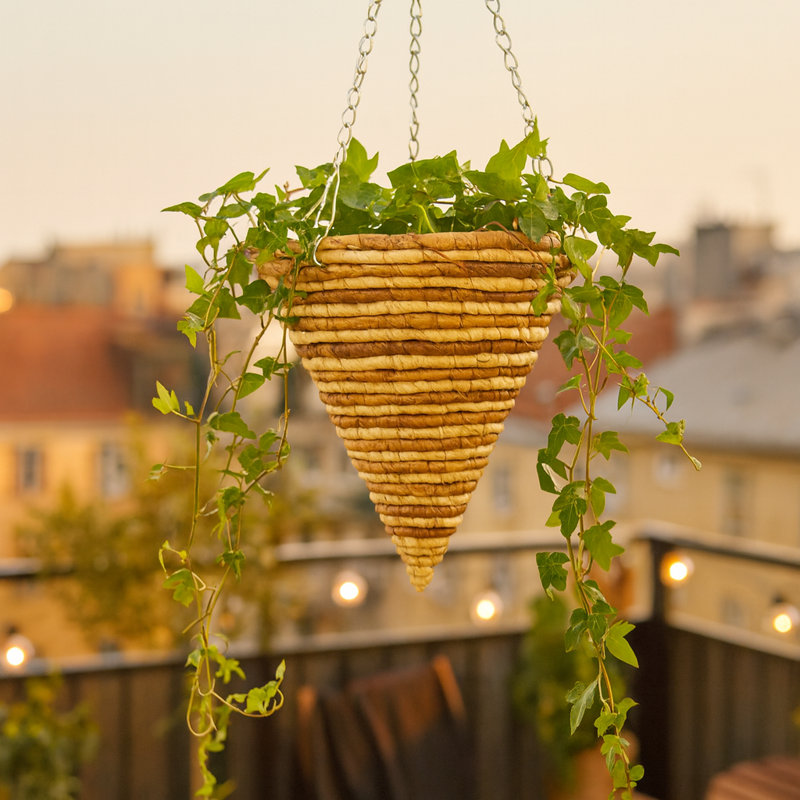 Green Blade Rope Cone Hanging Basket - 30cm - Outdoor Garden Planter Camdenton