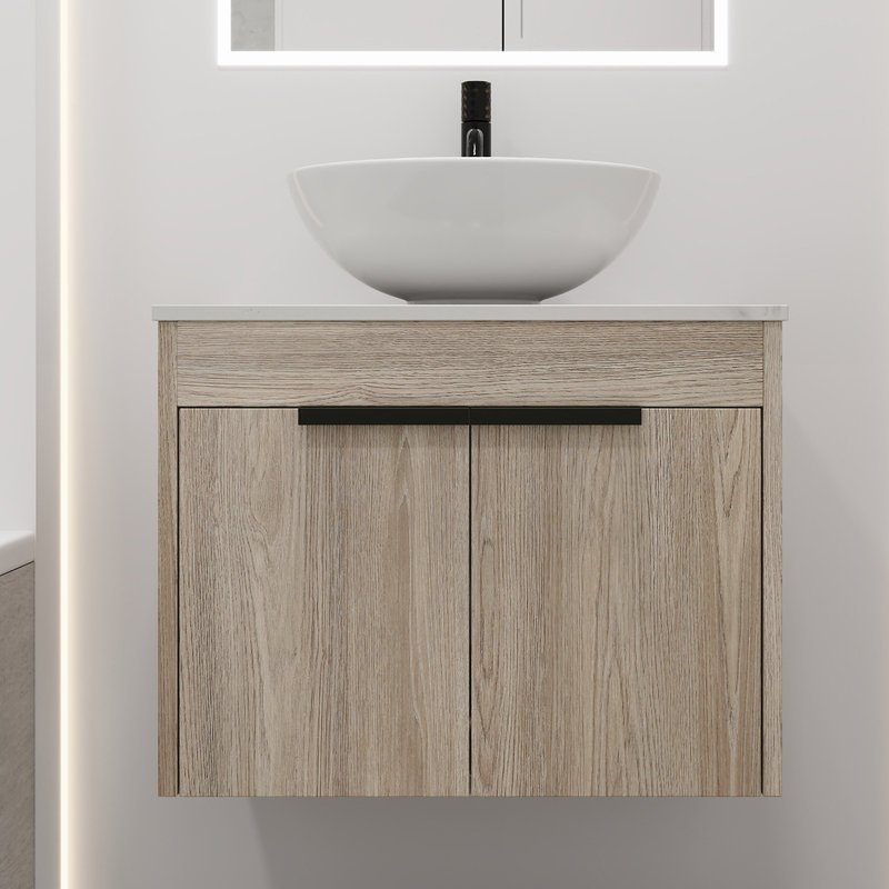 Melzina 23.6'' Single Bathroom Vanity with Ceramic Top