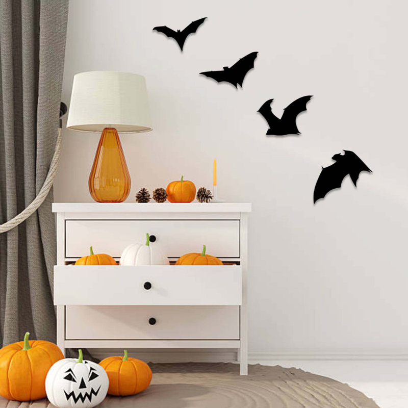Chauves-souris d'Halloween, art mural en métal - décoration murale effrayante - conception de silhouette de chauve-souris volante - décoration murale thème horreur gothique - sculpture industrielle moderne en métal - décoration saisonnière d'Hallow
