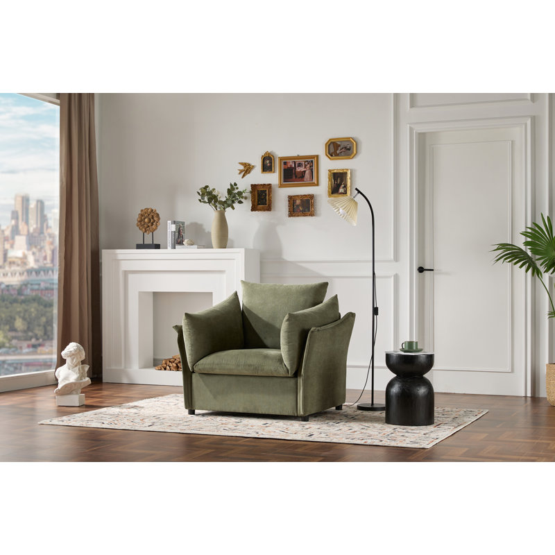 Fauteuil surdimensionné en chenille de style moderne, Vert