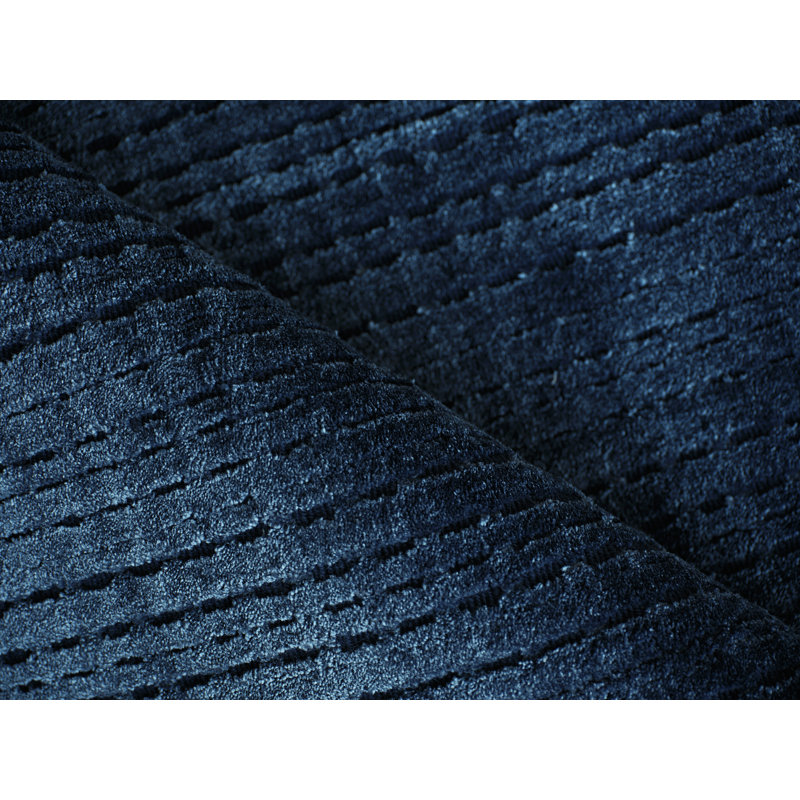 Cabrini Modern Handmade Silky Nylon, Navy Area Rug, Rectangle 10' x 14'
