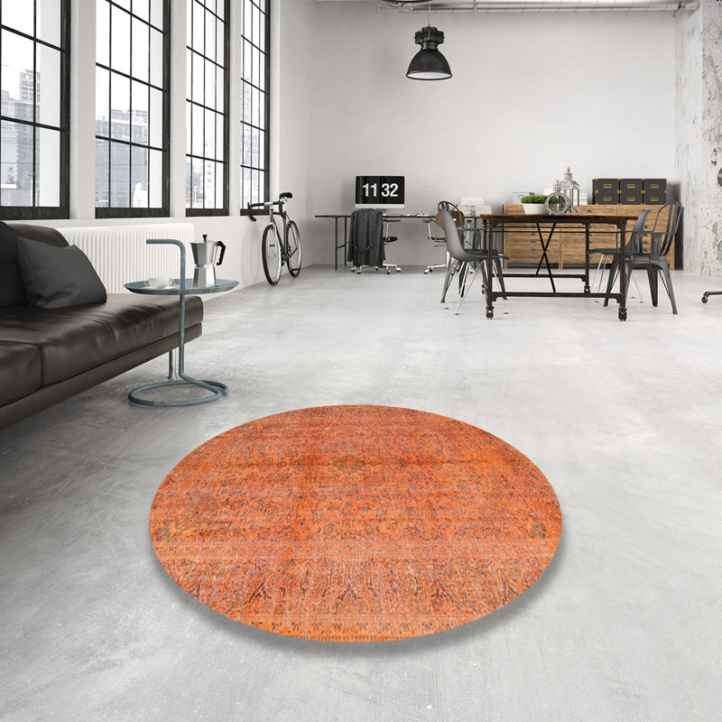 Tapis oriental orange, Rond 8 pi