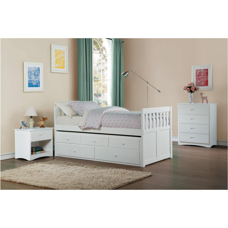 Ensemble de chambre à coucher pour lit simple avec lit de rangement Wynnie White