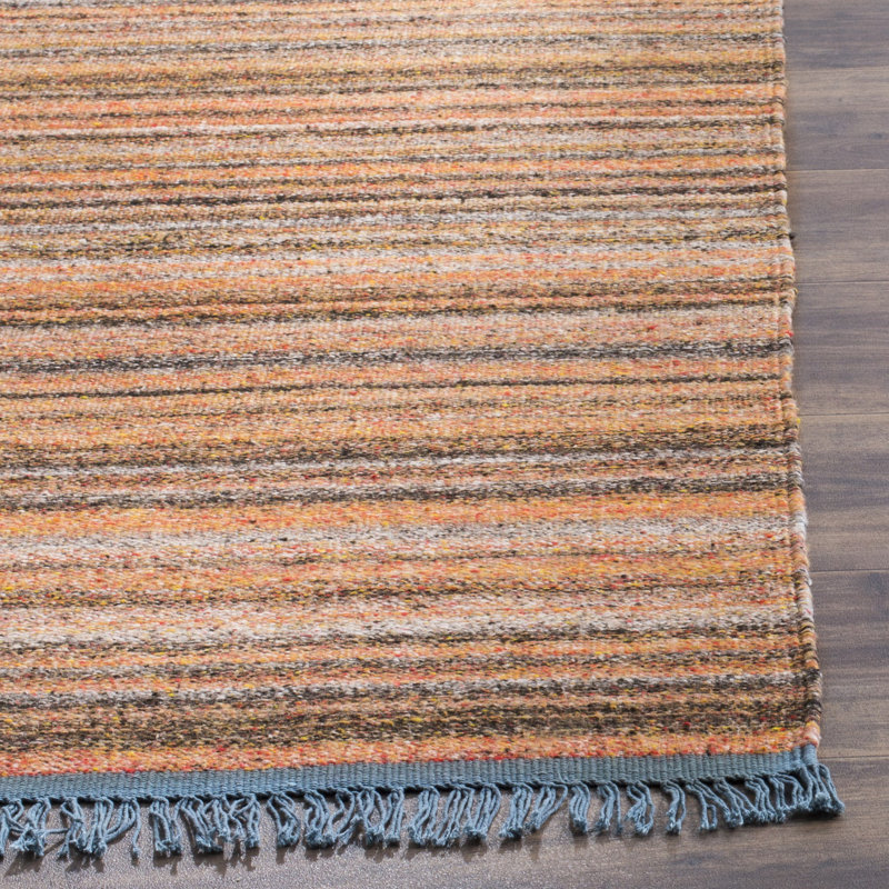 Tapis rayé en viscose / coton tissé à la main Grice, Rectangle 8 pi x 10 pi