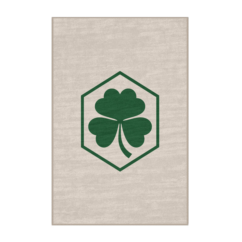 Tapis abstrait moderne et contemporain Myrtlewood St Patties lavable à la machine - Reliure beige, 2 pi x 3 pi
