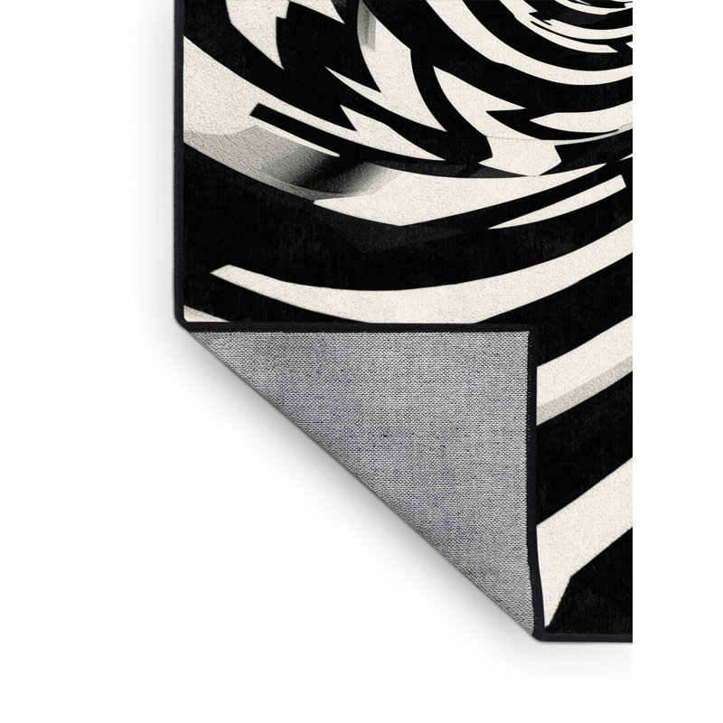 Machine Washable Ottoline Bold & Eclectic Modern Geometric Rug in Green – Black Binding, 6' Round