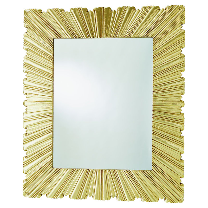 Linenfold Mirror, 56" H x 47" W, Brass