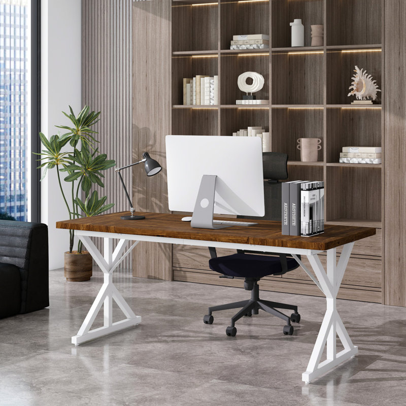 70.87" Modern Farmhouse Ironwood Dining Table (White), White, Rustic Oak