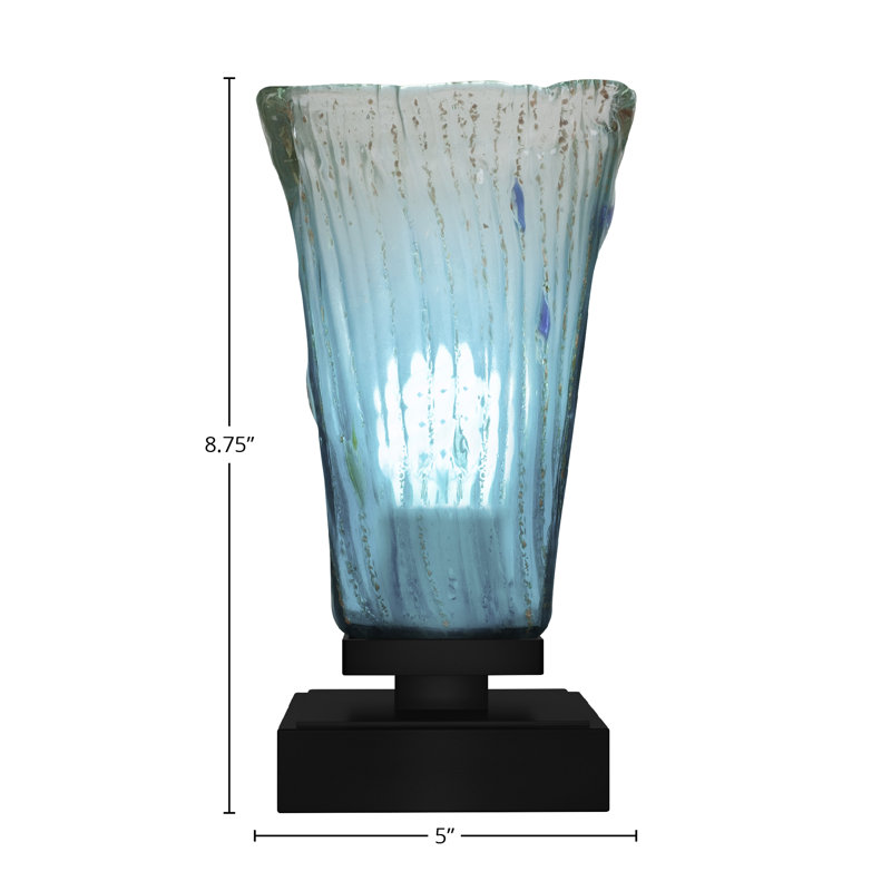 Lannah Accent Lamp With 5" Glass, Matte Black, Blue