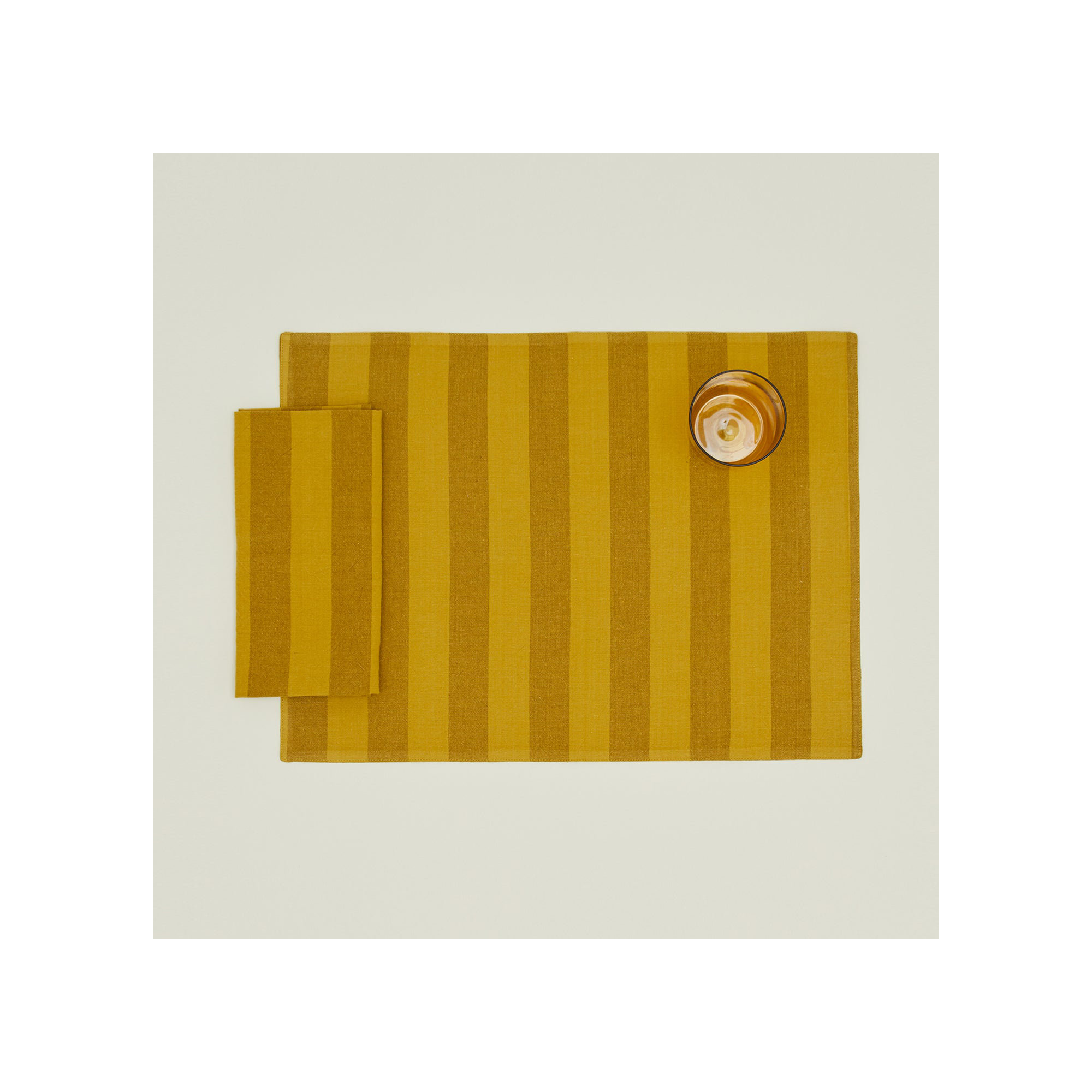 Essential Striped Placemat - Set Of 4, Mustard/Bronze