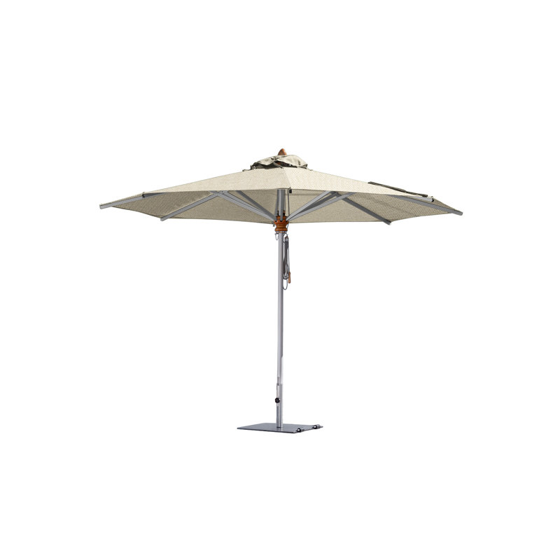 Bravura 13.1' Round Market Umbrella, Square Metal w/ wheels+2.25" Stainless Steel Tube, 111.41" H x 157.48" W x 157.48" D