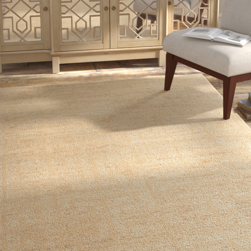 Bruce Hemp/Wool Geometric Rug in Beige/Ivory, Rectangle 5' x 8'