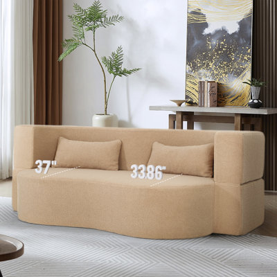 Convertible Sofa Bed With Teddy Fabric Cozy Style For Small Spaces