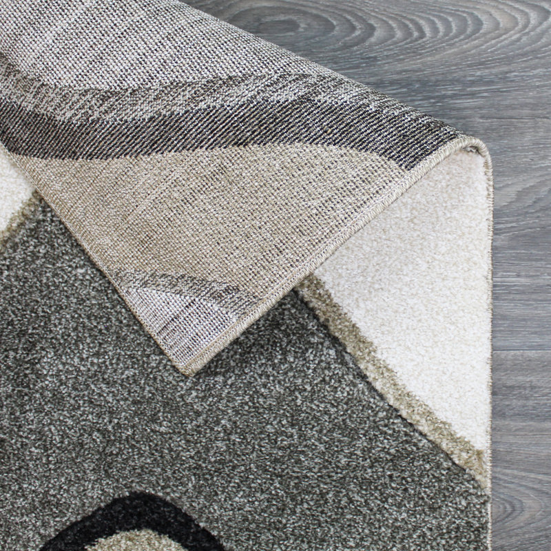 Dura Abstract Ivory/Gray Area Rug, Rectangular 6' 7" x 9' 6"