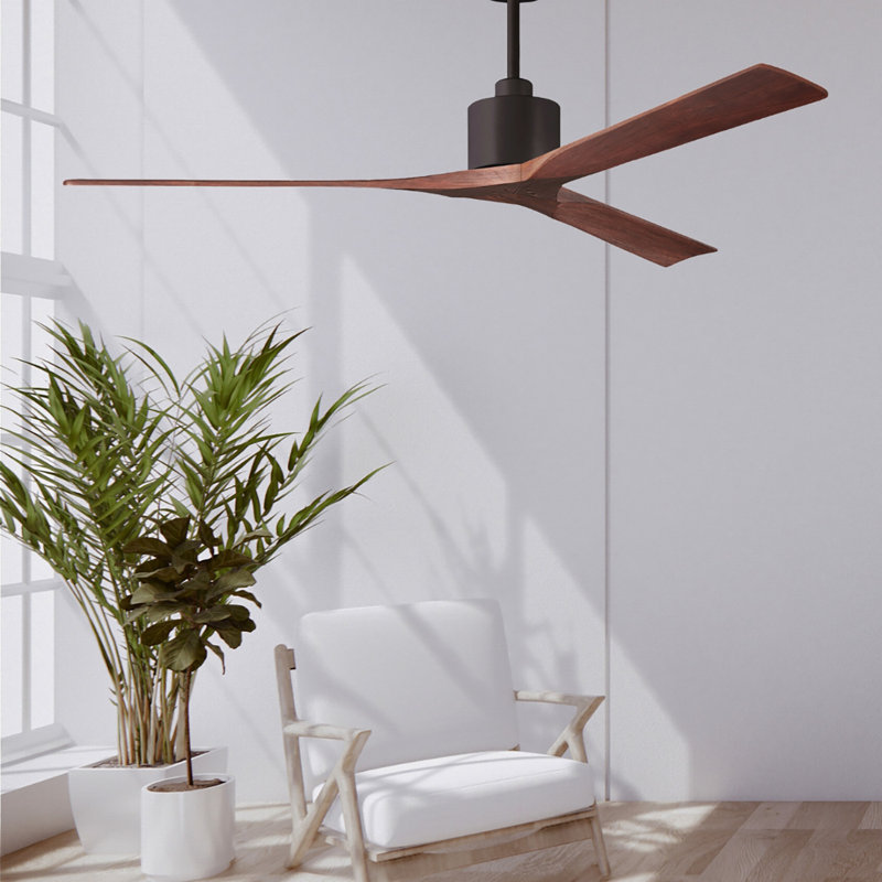 Nan XL 72" Ceiling Fan In Matte White And Matte Black Blades, Textured Bronze, Walnut Tone
