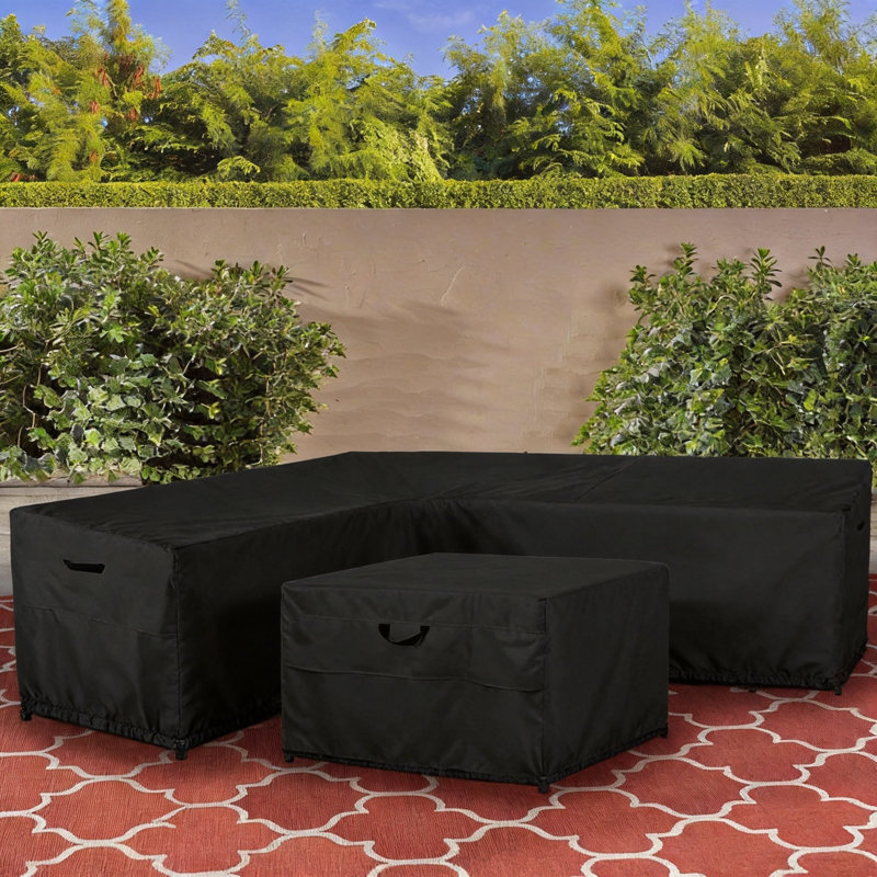 Outdoor L-Shaped Left Facing Sofa Cover Waterproof for 6-Seater Sectional Furniture Couch,(Black )