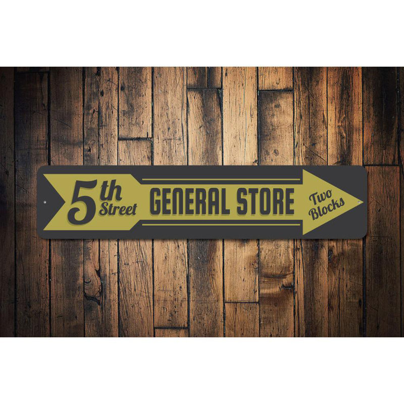 Enseigne en métal General Store, H 6 po x l 24 po x P 0,06 po