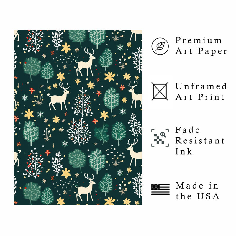 «Holiday Christmas Reindeer VII», reproduction d'art moderne sans cadre