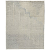 Cliffside Flatweave Wool Geometric Area Rug in Ice Blue/White