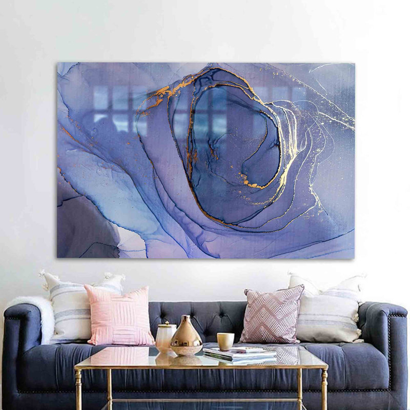 Art mural moderne en verre trempé pour décoration intérieure élégante, H 18,1 po x l 28,3 po