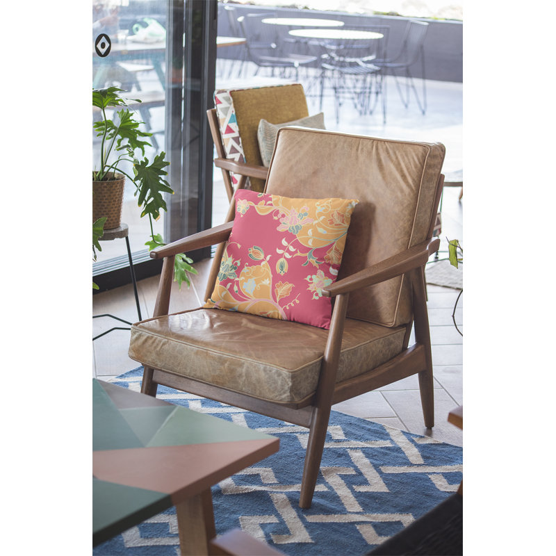 Housse et insert de coussin carré Carnation Garden, 16 po x 16 po, Jaune/rouge, Housse de coussin et insert